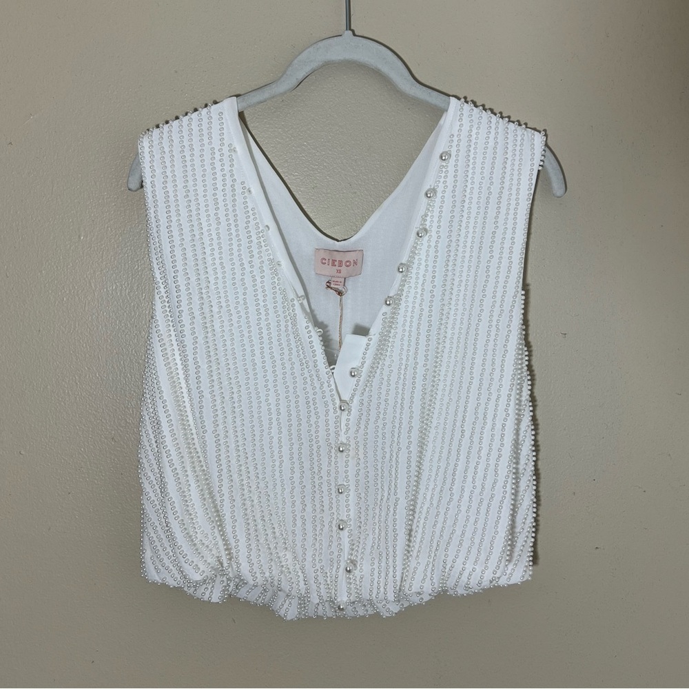 Ciebon Pearl Beaded Top size XS NWT